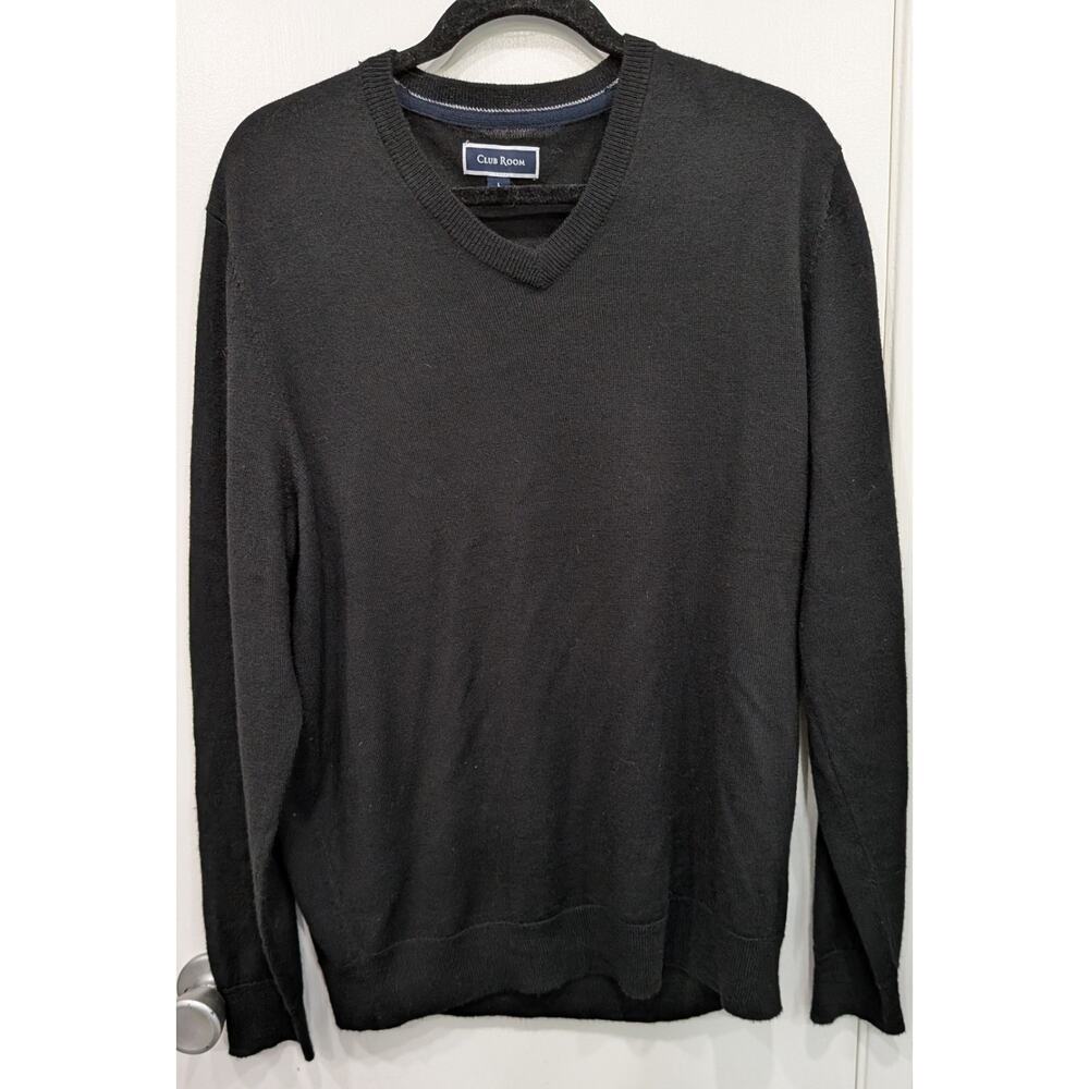 Club Room Mens Merino Blend Pullover Sweater black large